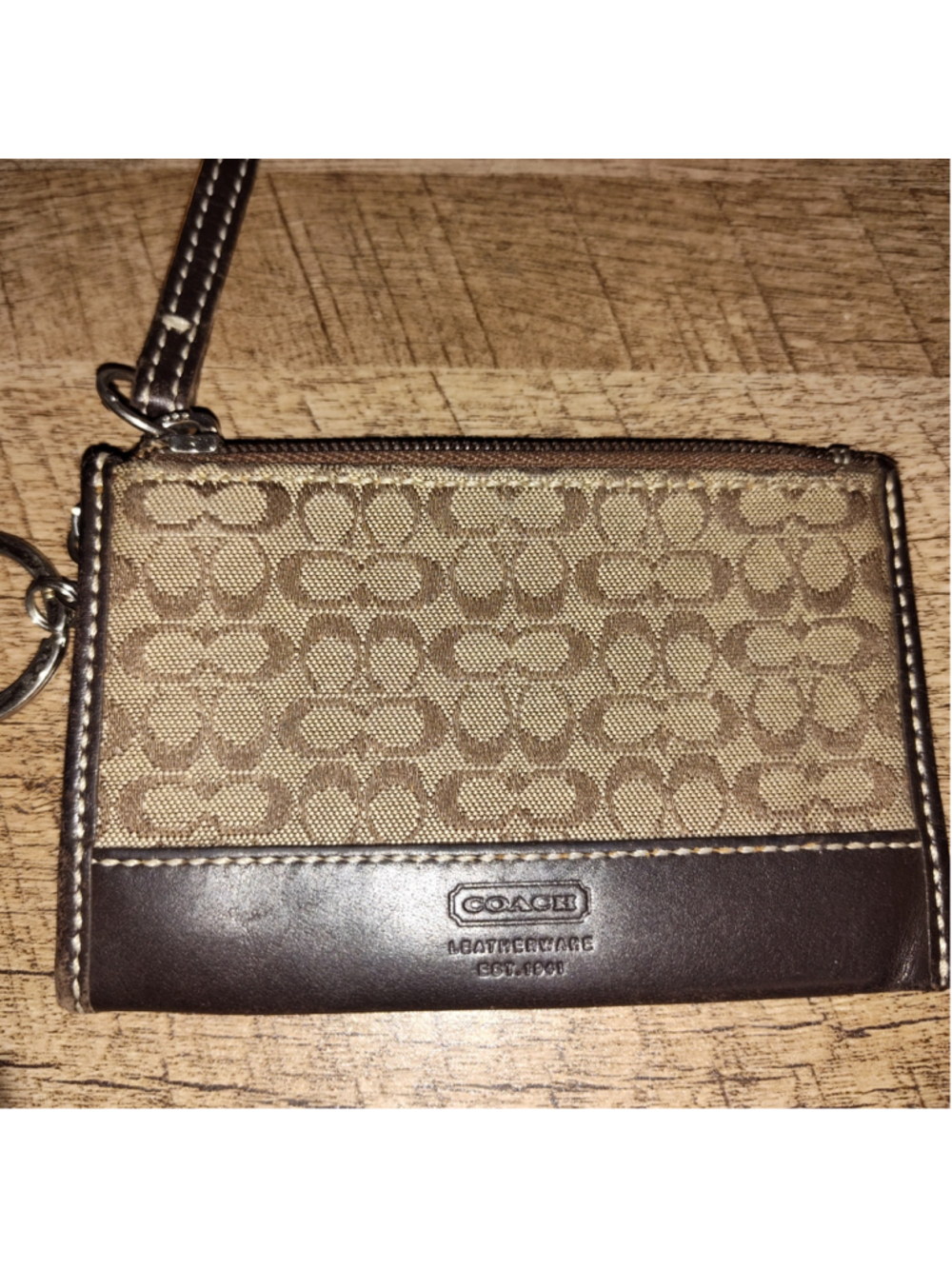 Women's Coach Signature Canvas Key & Card Holder One Size Brown/Beige